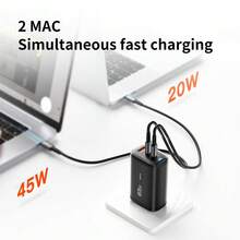 Essager 65W GaN USB Type C Charger For Laptop PPS 45W 25W Fast Charge For 14 13 Pro - Black - View 3