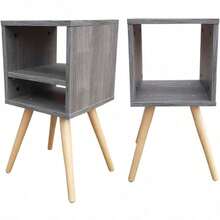 Juego de 2 burós Smart o Mesas De Noche, Buro, Buros de Madera (Gris) - Beis - Ver 7