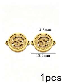 1/5pcs Zodiac Connector Pendant, 18K Gold Plated 304 Stainless Steel Double Hole Zodiac Pendant, Non-Fading DIY Jewelry Accessories - Zodiac Connector Ring - View 18
