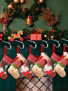 6pcs Christmas Fireplace Hooks – Drill-Free Stocking Hangers; Ideal For Christmas Home Decor, Hanging Ornaments, Party Decorations, DIY Projects, And Creating A Festive Atmosphere. - Multicolor - View 2