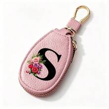 Black Letters A-Z Car Key Protection Cover PU Key Bag Mini Car Key Bag Key Ring Wallet Zipper Charter Keychain Male And Female Universal Key Ring Gift - Multicolor - View 27