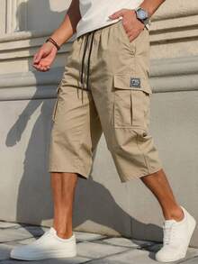 Men's Multi-Pocket Cargo Capri Pants For Summer - Street Style, Summer Outdoor Casual Activities And Streetwear Cargo Capri Pants - Khaki - View 4