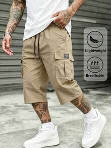 Men's Multi-Pocket Cargo Capri Pants For Summer - Street Style, Summer Outdoor Casual Activities And Streetwear Cargo Capri Pants - Khaki - View 2