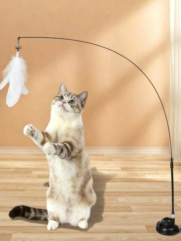 1. Cat Teaser Toy With Suction Cup, Handheld Use. (Available In Regular Suction Cup And Strong Suction Cup, Strong Suction Cup Recommended For Better Suction.) Cat Toy, Boredom Relief Toy, Cat Toy With Suction Cup, Puppy Toy, Cat Teaser Toy, Bite-Resistant, Replaceable Suction Cup Head, Designed For Cats, Unleash Cat's Nature, Durable, Stable Base.
