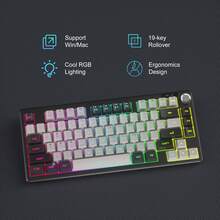 Keyboard Gaming Membran MageGee TS75 RGB 75%, Keyboard Mekanik Berkabel Senyap untuk Mengetik, Desain Tombol, Cocok untuk PC/Laptop/Win/MacOS/Home/Kunci Hadiah Keyboard Mini Kompak [Hitam Abu-abu] - View 7