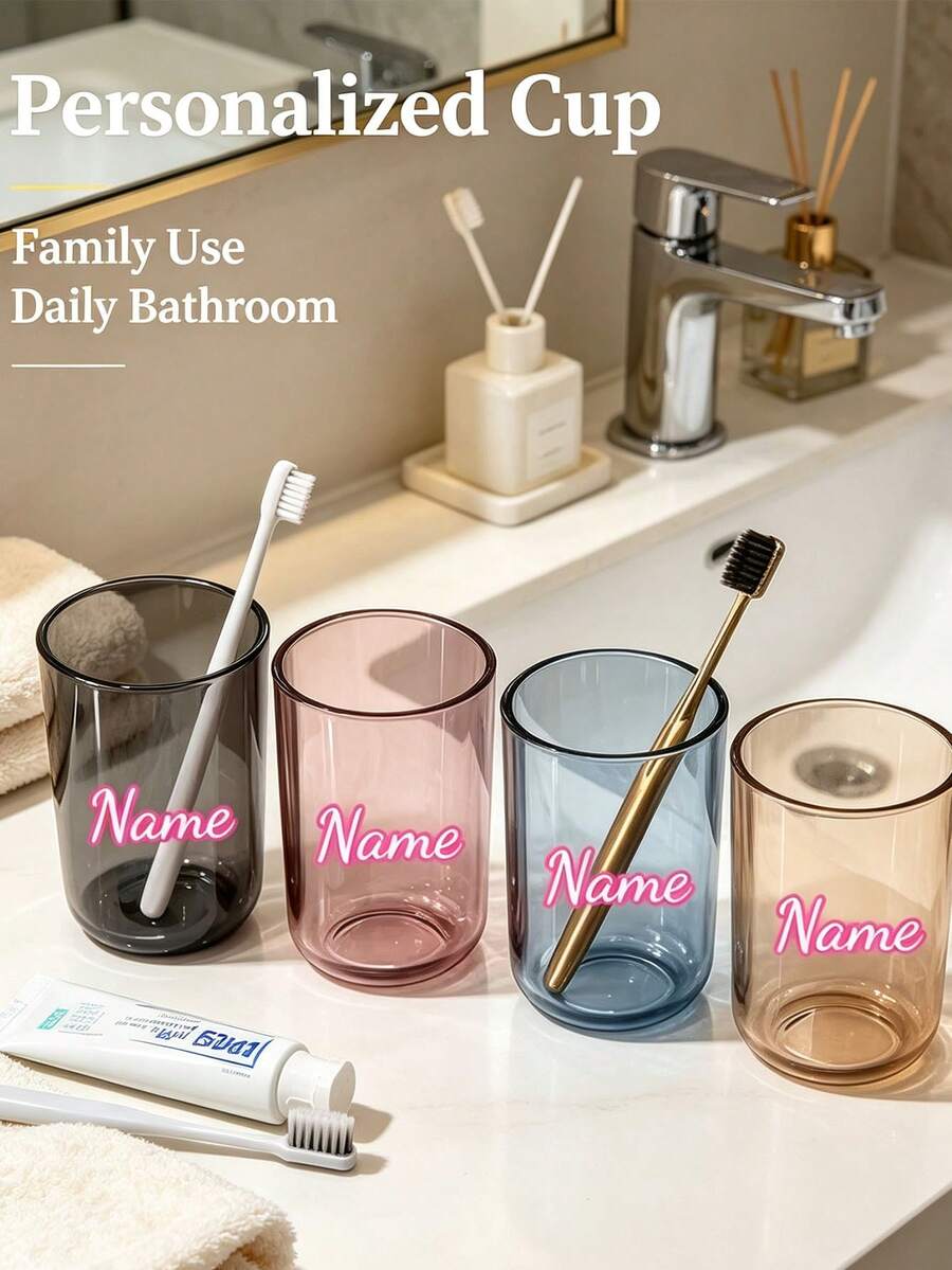 Personalized Minimalist Toothbrush Cup, Customized Home Toothbrush Cup, Portable Travel Couple Toothbrush Cup, Family Customized Toothbrush Cup, Bathroom Decor, Summer Back To School, Sunny Journey, Multi-Functional - Multicolor - View 1