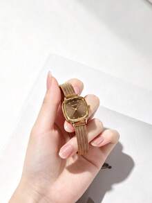 REBIRTH 1pc Women's Vintage Luxury Minimalist Fashion Casual Artistic Personalized Watch Suitable For Daily Wear - Coffee Brown - View 6