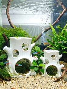 3D Printed White Tree Stump Hideout, Aquarium Fish And Shrimp Hiding Cave Shelter, Aquarium Decoration, Suitable For Betta Fish, Guppy, Tropical Fish And Shrimp, Provides Hiding And Breeding Space, Fish Tank Decor, Aquarium Landscape Ornament - A - View 7