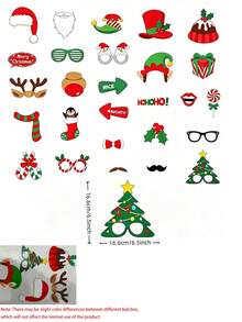 64pcs Christmas Party Photo Props, Christmas Photo Booth Props, Christmas Selfie Props, Holiday Party Photo Props, Shiny Christmas Props, Photo Booth Set, Christmas Party Decoration, Reusable Photo Props, Winter Party Gifts, New Year And Christmas Celebration, Family Gathering Activities - Multiple Styles - View 8