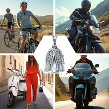 1pc Guardian Angel Motorcycle Bell Good Luck Charm Keychain Pendant Accessories, Gift For Bike, Friends - one-size - View 6