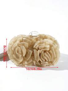1件女款純色3D網格玫瑰花髮夾抓夾髮飾，適合日常佩戴與派對造型 - 彩色 - 查看 2