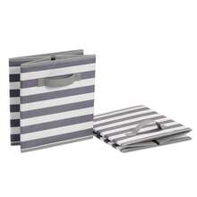 6‑Pack 33cm Foldable Fabric Storage Cubes With Handles, White Grey Striped Closet Organizer Bins - View 4