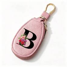 Black Letters A-Z Car Key Protection Cover PU Key Bag Mini Car Key Bag Key Ring Wallet Zipper Charter Keychain Male And Female Universal Key Ring Gift - Multicolor - View 14
