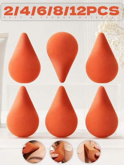 Orange Duck‑Tongue Shape Makeup Sponges, Latex‑Free Dual Wet‑Dry Use Flawless Application, 2/4/6/8/12 PCS For Professional Personal Makeup Use