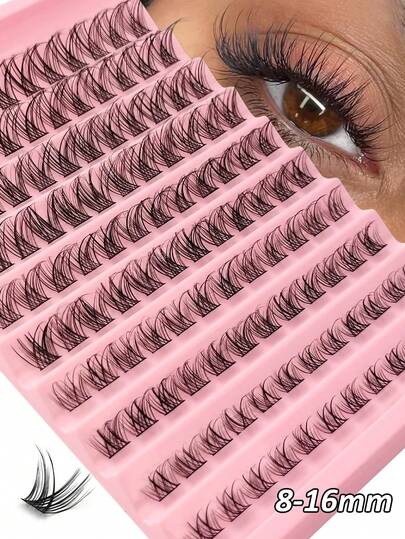 120pcs Single Cluster D Curl Mixed Style 3D Lightweight False Eyelash Clusters, Natural Long Lash Extensions, Eyelash Makeup Tool