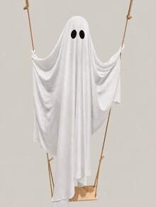 1PC Large Halloween Ghost Swing Hanging Decoration White Ghost Outdoor Patio Porch Tree Halloween Decoration Suitable For Outdoor Garden Porch Patio Party Decoration, Fall Decor - Multicolor - View 6