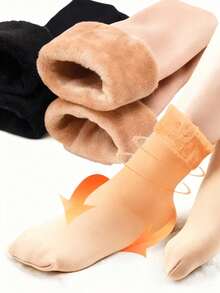 1/2/4/5 Pairs Of New Women's Winter Thickened Warm Short Socks,Ce Socks, Snowce Socks, Home Socks, Snow Socks Autumn Winter Warm Mid-Calf Socks - Multicolor - View 7