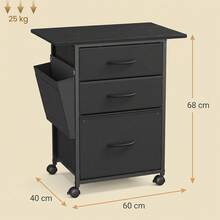VASAGLE 3-Drawer File Cabinet, Mobile Printer Stand - Black - View 3