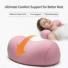 1PC Ergonomic Memory Foam Neck Pillow, Designed For Cervical Spine, Made Of Breathable Polyester, Hand Wash Only - Multicolored - View 1