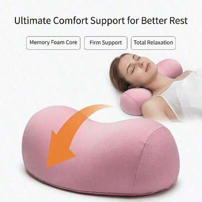 1PC Ergonomic Memory Foam Neck Pillow, Designed For Cervical Spine, Made Of Breathable Polyester, Hand Wash Only