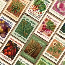 30pcs Autumn Vegetable Seed Cards, Fall Harvest Seeds Cards, Assorted Vegetable Illustrations Cards, Gift For Garden Lovers Women Men - Multicolor - View 1