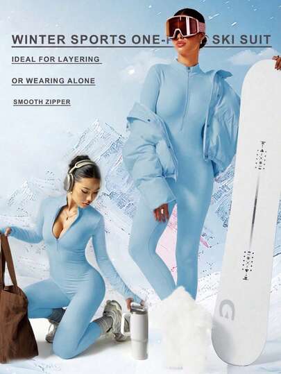 Women's Comfortable Pink Halloween Themed Long Sleeve One-Piece Warm Jumpsuit, Suitable For Autumn/Winter Outdoor Sports Like Hiking, Skiing, Running
