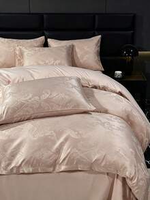 Jacquard Skin-Friendly Brushed Soft Comfortable Duvet Cover Set 3 Pieces (1*Duvet Cover + 2*Pillowcases), Suitable For Bedroom, Guest Room - Camel - View 6