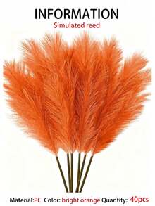 10/20/30/40pcs Artificial Reed Grass Bouquet, Suitable For Home, Autumn, Halloween, Room, Wedding, Bathroom, Wall, Living Room, Office And Christmas Decoration; Also Perfect For Valentine's Day, Back To School, Party And Faux Plants (Orange) - Bright Orange - View 14