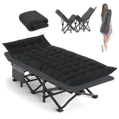 Camping Cot, 28'' Wide Sleeping Cots For Adults, Indoor And Outdoor With Pad