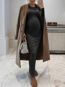 高品質優雅休閒孕婦洋裝，夏季休閒孕婦洋裝 - 深灰色 - 查看 2