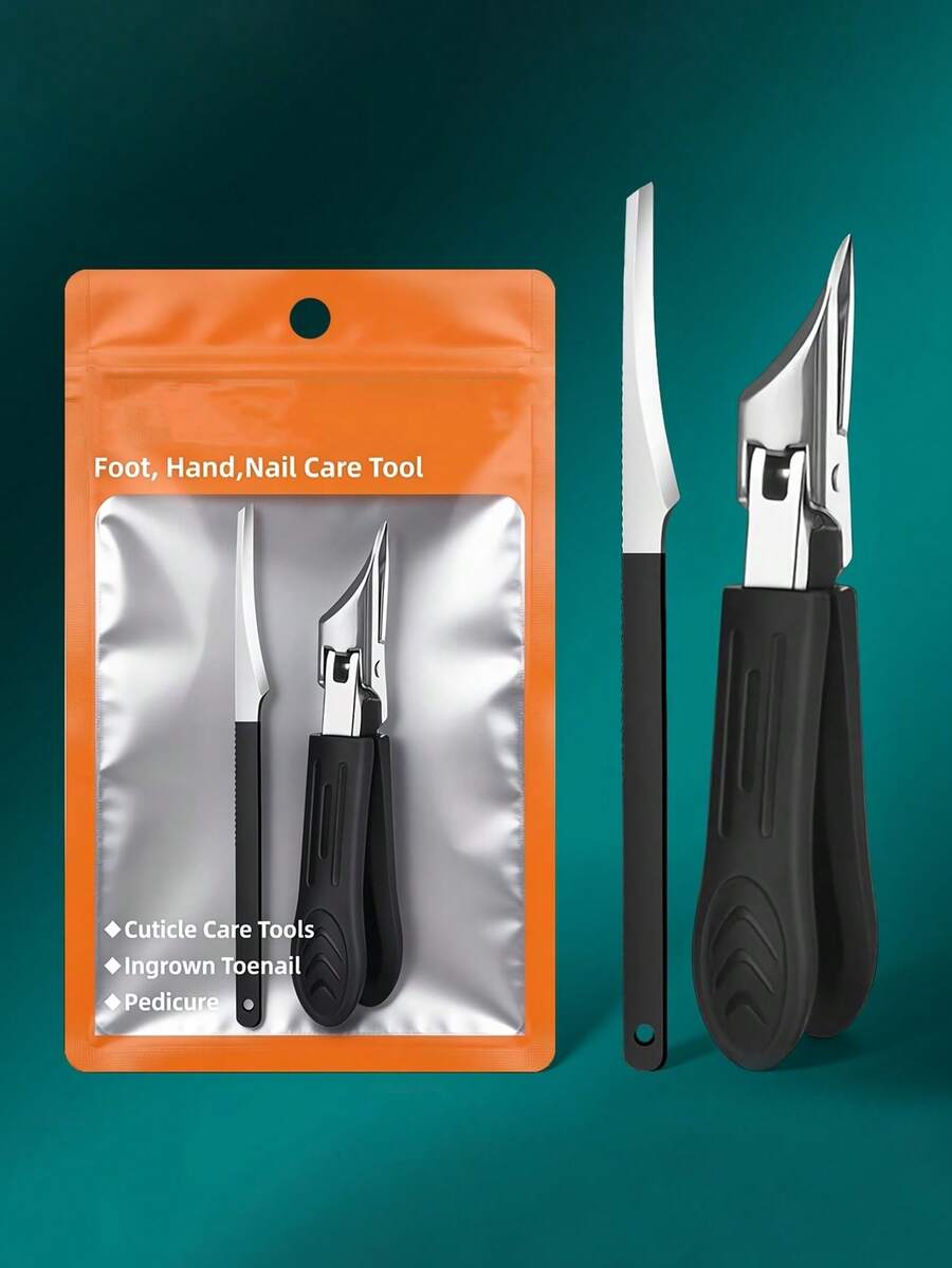 1 Set Thick Nail And Inlaid Nail Trimmer, Heavy Duty Stainless Steel High Precision Nail Clipper With Safety Soft Grip Handle And Ultra-Sharp 25° Beveled Blade, Designed For Elderly, Anti-Splatter Nail Clipper - A - View 1