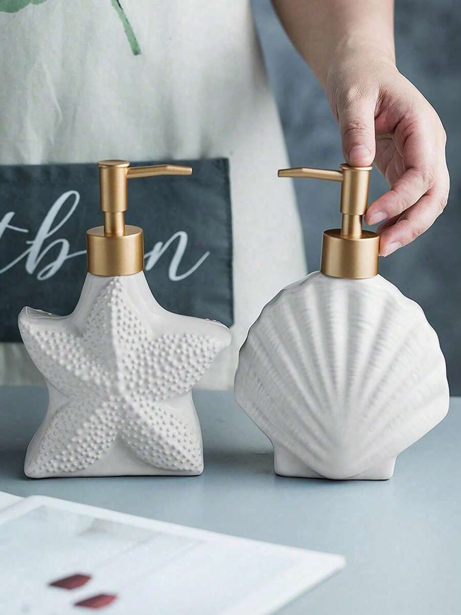 1pc Premium Minimalist Luxury Bathroom Ceramic Lotion/Shower Gel/Shampoo Dispenser Bottle - Multi-color - Style Random - View 1