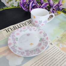 New 250ml Floral Ceramic Coffee Cup And Saucer Set, European Style Afternoon Tea Set, For Home Daily Use And Gifting - Mauve Purple - View 7