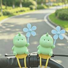 Small Dinosaur Windmill Hanging Ornament, PVC Material (Silicone Strap/No-Trace Sticker) 2 Options, Suitable For Bicycle, Electric Bike, Motorcycle, Car Interior Decoration - Little Dinosaur Pinwheel - View 4