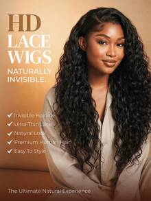 ARABELLA Glueless 13x6 HD Lace Front Wave Water Ripple Natural Color 100% Human Hair Wig, With Drawstring, Pre-Plucked Natural Hairline, Pre-Cut Pre-Bleached Knots, Free Parting, Breathable Cap, Suitable For Beginners - SNatural - View 10