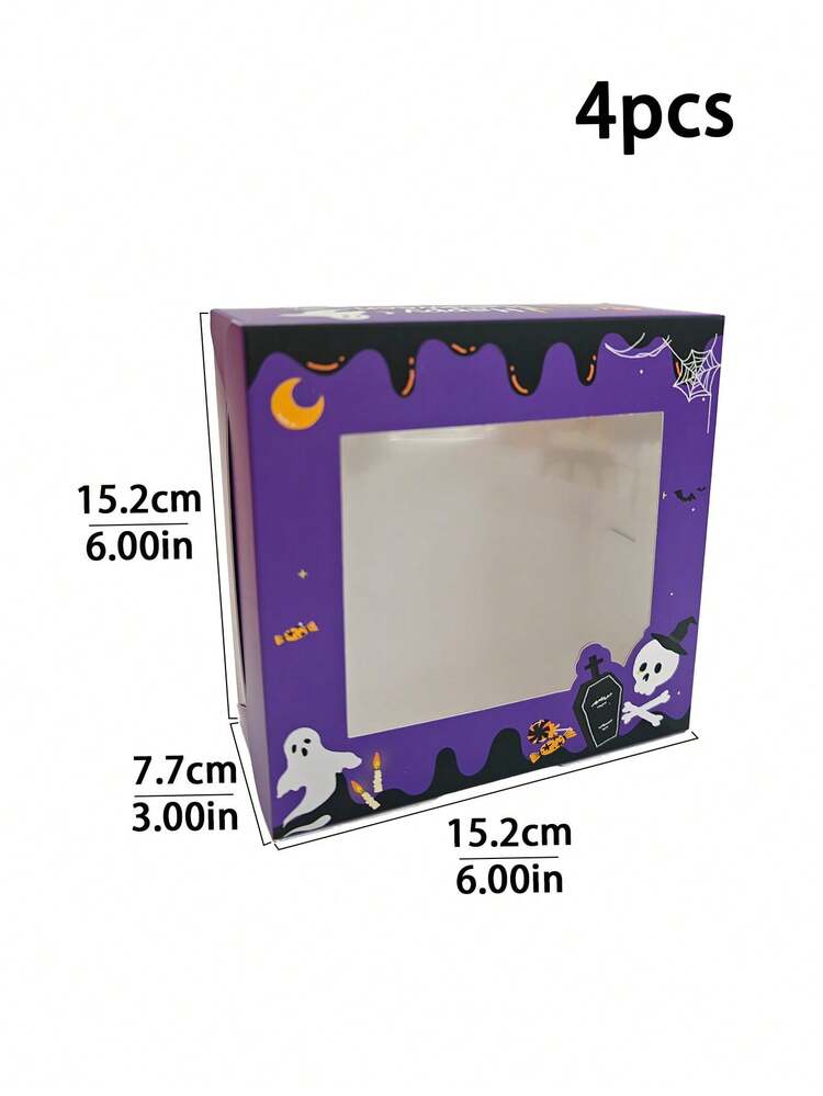 4/12pcs Christmas Theme Window Paper Dessert Boxes, Foldable Baking Packaging Boxes, Suitable For Halloween Cookies, Macarons, Tarts, Holiday Party Gift Empty Boxes - View 19