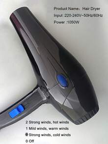 1pc UK Plug Professional High Power Hair Dryer Set With Diffuser And Multi-Styling Nozzles, Home & Salon Hair Styling Tool Kit - Black - View 10