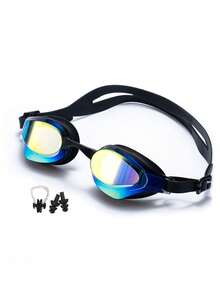 Adult Unisex High Definition Colorful Swimming Goggles With Adjustable Elastic Strap, Comfortable Fit Pool Training Gear, Includes Nose Clip And Earplugs, Swimming Sports Set - Pink - View 4