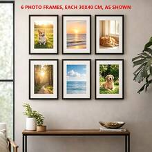 SURELIFE 1件現代極簡相框 A4 30x40cm 50x70cm 照片與海報框，壁掛或桌面式家居裝飾，適用臥室與客廳 - 黑色 - 查看 6