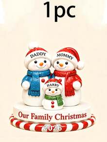 Custom Christmas Snowman Ornament, Personalized 1-9 Names Family Decor, Customized Xmas Keepsake Gift, Customizable Tree Hanging Ornament For Family Christmas Party Decorations - Style F - View 12
