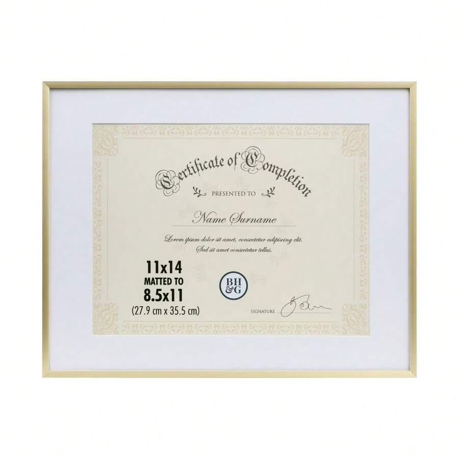 Elegant Gold-Tone Document Frame – 8.5 X 11 Inch, Sleek Slim Profile, Versatile Display For Prints, Certificates & Keepsakes - 1 - View 1
