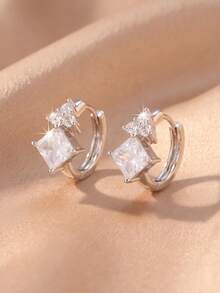 2pcs/Set Luxury Style Women's Earrings Suitable For Daily Commute, Date, Evening Party, Holiday Wear - Square - View 4