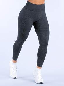 Women'S Seamless Outdoor Matte Sports Yoga Pants, High Waist High Elasticity Sweat-Wicking, & Skin-Friendly Tights Black Spring Fall - Black - View 2