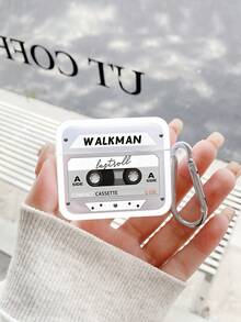 1件復古Walkman卡帶圖案藍牙耳機保護殼，復古卡式錄音機印花設計，附銀色耳機殼掛鉤，全包防摔透明軟殼，適合情人節、復活節、母親節、感恩節、聖誕節、新年、生日、返校季送禮；相容耳機1/2/3/4/Pro/Pro2/Pro3/Pro4，Ins復古數位配件，送給她的禮物，送給他的禮物 - 彩色 - 查看 4