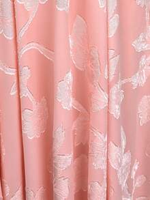 UNITHORSE Women's Pleated Cinching Waist Jacquard Chiffon Evening Dress - Pink - View 7