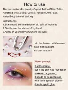 2/1 Pack Multi-Size Small 3D Rhinestone Gem Eye & Face Stickers, DIY Music Festival Y2K Makeup Rave Party Eye & Face Decoration Rhinestone Stickers - Multicolor - View 11