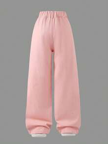 Girls Big Tween Girl Sweet Cool 3D Bow Pink Loose Wide Leg Denim Jeans Casual Long Pants - Pink - View 2