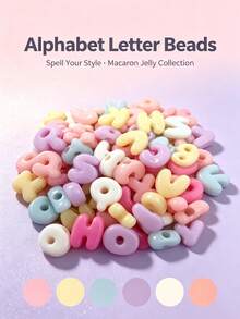 30/50pcs Acrylic Random A-Z Bold Letter And Number Beads, Mixed Color Loose Beads For Jewelry Making, DIY Friendship Bracelets, Necklaces, Bag Charms, Keychain Crafting, Personalized Gifts, Adult Handmade Materials - Multicolor - View 11