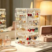 Transparent Acrylic Earring Storage Rack, Multi-Hole Anti-Oxidation Jewelry Stand, Necklace And Bracelet Organizer Display Rack For Vanity - Clear - View 3