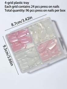 96pcs/Box Exquisite Cat Eye Toe Nail Tips, 4 Colors Square Short Pre-Designed Soft Gel Adhesive Toe Nails, Full Coverage Acrylic Artificial Toe Nails Manicure Supplies - Multicolor - View 4